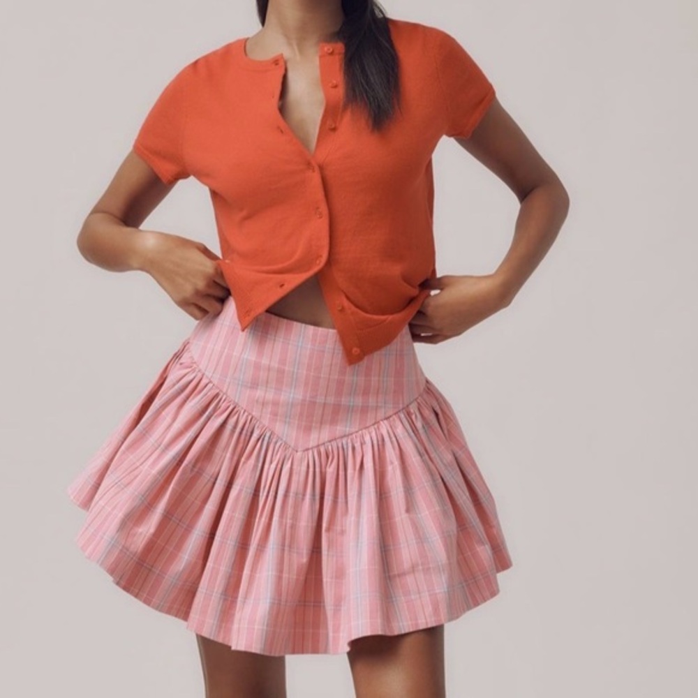 Maeve Basque-Waist Flirty Mini Skirt